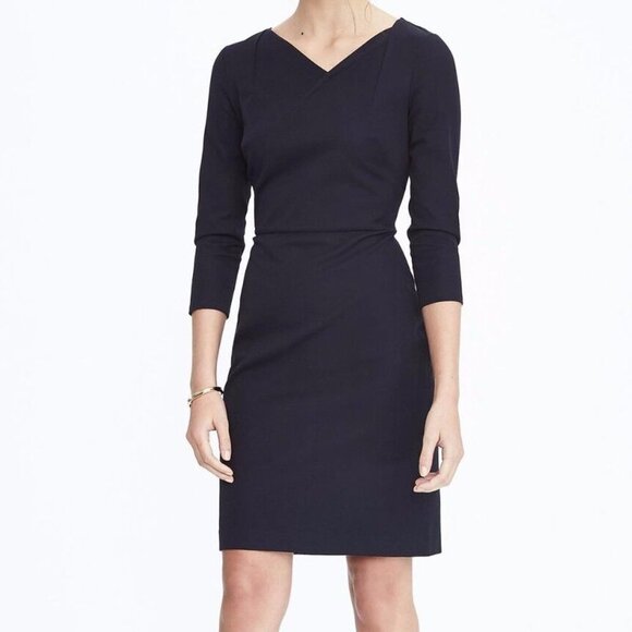 Banana Republic Dresses & Skirts - NWT Asymmetric Midnight Blue Navy 3/4 Sleeve Dress Career Sz 12 Banana Republic